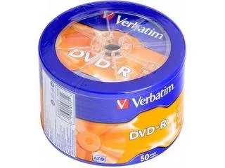 DVD-R Verbatim Vergini 16x 4,7GB 120min Confezione da 50 Pezzi