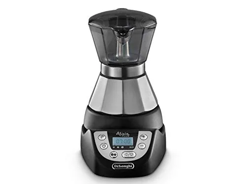 De'Longhi Alicia PLUS EMKP21.B Caffettiera Moka Elettrica 1-2 Tazze, Caffè caldo per 30 minuti, Spegnimento automatico, Risparmio energetico, Facile da usare e da pulire, Nero/Argento