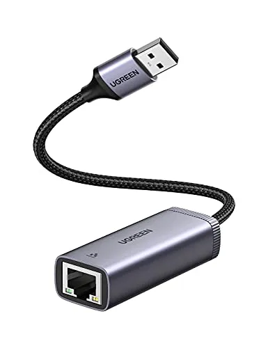 UGREEN Adattatore Ethernet USB 3.0 Gigabit 1000Mbps in Alluminio con Cavo Nylon, Adattatore di Rete Supporta Windows Mac OS Linux Chrome OS Compatibile con Switch MacBook Pro Air
