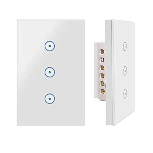 Interruttore luce Jinvoo Smart Wi-Fi Switch 3 Panel USA, 2-Pack, Smart Touch Switch, Funzione timer, controllo vocale, telecomando con smart phone, funziona con Alexa Echo e Google Assistant