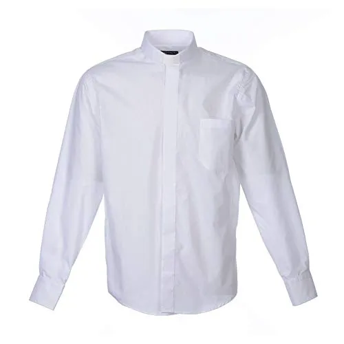 Holyart Camicia Clergy M. Lunga Tinta Unita Misto Cotone Bianco, 46 cm - 18.5 INC. - XXL