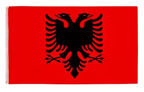 Bandiere di aricona - bandiera dell'Albania, resistente alle intemperie con 2 occhielli in metallo - bandiera nazionale di Albania 90 x 150 cm