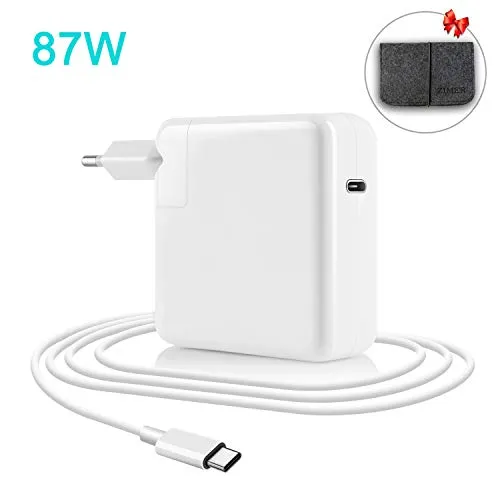 87w Caricatore compatibile con MacBook Pro Caricabatterie USB C 13/15 pollici 2016 2017 2018, Caricabatterie sostitutivo per il nuovo MacBook Air USB C Caricatore 2018 thunderbolt Con USB C Cavo 6.6ft