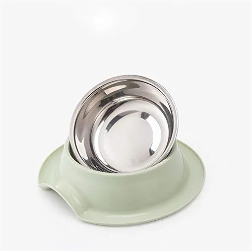 Ciotola per Cani Pet Bowl Singolo Portatile da Viaggio All'Aperto Contenitore per Alimenti Alimentatore per Cuccioli in Acciaio Inossidabile Pentole per Piatti da Cucina