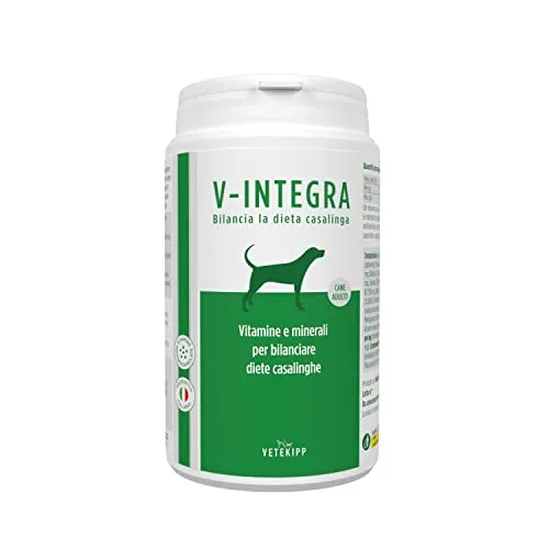 V-INTEGRA Cane Adulto - Integratore Completo Ricco di Vitamine e Minerali, per la Dieta Casalinga e BARF del Cane - 200g - Made in Italy