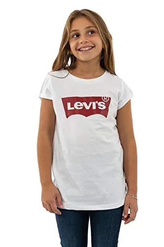 Levi's Lvg SS Batwing Tee Bambine e Ragazze, Rosso/Bianco, 10 anni