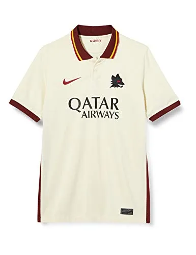 Nike Roma Y NK BRT STAD JSY SS AW, T-Shirt Unisex Bambini, Pale Ivory/Fossil/(Dark Team Red) (Full Sponsor), L