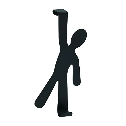 Wenko 4468150100 – Gancio per Porta a Forma di Ragazzino Acciaio Laccato, 8 x 15 x 2.5 cm, Nero