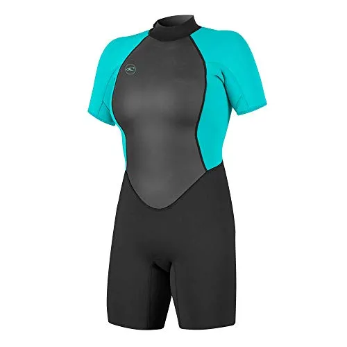 O'Neill Wetsuits Reactor II-Muta a Molla con Zip Posteriore, 2 mm, Donna, Nero/Azzurro, 8