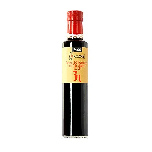 Aceto Balsamico di Modena igp GUERZONI - Confezione da 3 bottiglie da 250 ml – Serie Rosso – Biologico, Biodinamico (demeter), Vegano, Vegetariano, Senza OGM – Acidità 6%