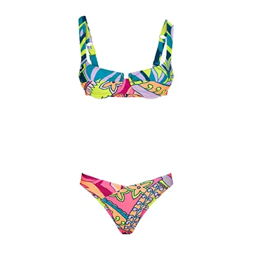 Beachwear Donna Multicolor Bikini con Fantasia Astratta M