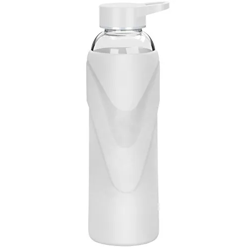 Justfwater Bottiglia di Acqua in Vetro Borosilicato Con Custodia in Silicone 420 ml