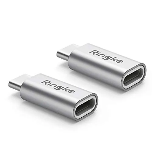 Ringke Adattatore Lightning a USB Tipo C (2 Pezzi) per Apple iOS Ricarica - Silver
