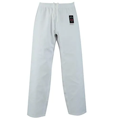 Malino Pantaloni di Karate per Bambini e Uomo Pantaloni di Arti Marziali 7oz Poly-Cotton Bianco/Nero (0/130, Bianco)
