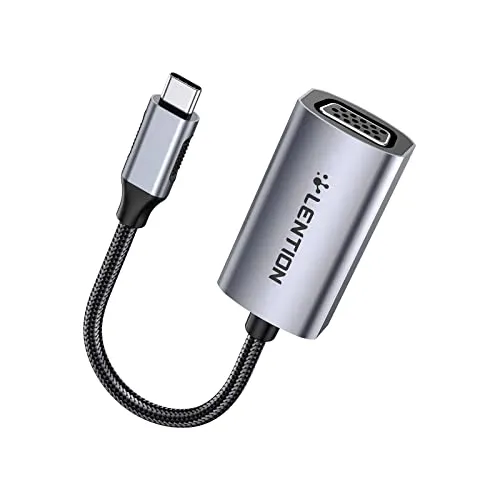 LENTION Adattatore da USB C a VGA, convertitore cavo VGA tipo C per 2023-2016 MacBook Pro 13/14/15/16, nuovo iPad/Surface/Mac Air, Samsung S21/S20/S10/Note 21/20, driver stabile certificato (CB-CU606)