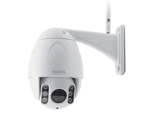 Tenvis TA702D - Telecamera IP Wi-Fi da esterno, Full HD 1080p (2.0 Megapixel), Motorizzata, Zoom Ottico 5x, Visione notturna 60 metri, Slot Micro-SD, ONVIF, P2P (Plug & Play), App in italiano