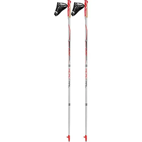 Leki Micro Trail Nordic Walking Stick, Unisex, 6402590, Ligt Grey/Neon Red/Black/Anthracite, 130