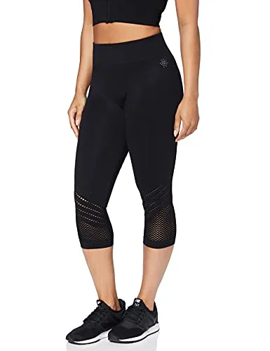 Marchio Amazon - AURIQUE Leggings Sportivi alla Caviglia Senza Cuciture Donna, Nero (Black), 44, Label:M