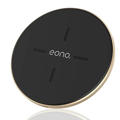 Eono Caricatore-Wireless-C1-Caricabatterie-Wireless 15W Qi - pad di carica rapida senza fili - Caricabatterie a induzione per iPhone Galaxy(Oro)