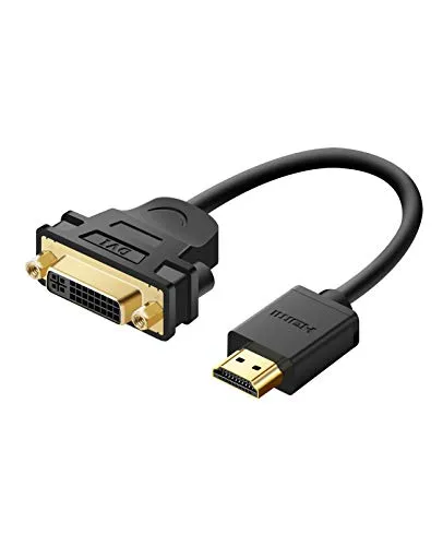 UGREEN Cavo HDMI DVI Bidirezionale, Adattatore HDMI DVI I 24 + 5 1080P per Lettore Blu-ray, TV Box, PS3, Xbox360, Computer, HDTV, Proiettore, Monitor, ecc. 0,2m