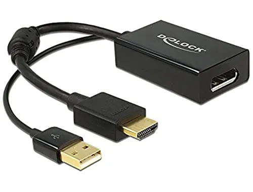 DeLOCK - Cavo dadattatore HDMI-A Spina > Displayport 1.2 connettore Femmina - Nero, 62667