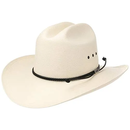 Stetson Cappello Western Comfort 10X Uomo - Made in USA da Estivo Rodeo con Fascia Pelle Primavera/Estate - 59 cm Bianco Crema