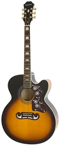 Epiphone EEJ2VSGH1 EJ-200SCE Chitarra Elettroacustica, Top Solido, Raggera Vintage