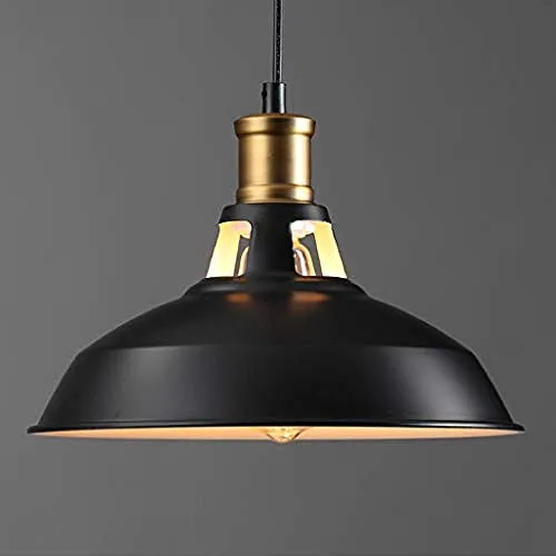 Lampadario retrò nero rotondo lampadario retrò industriale lampadario E27 lampada da soggiorno regolabile in altezza lampada da tavolo da pranzo lampada da cucina lampada da soffitto nera 40 cm