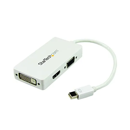 StarTech.com Adattatore Mini DisplayPort a HDMI, DVI & VGA, Convertitore mDP / Thunderbolt per macbook 3 in 1, Bianco
