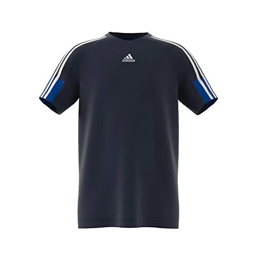 adidas Aeroready 3-Streifen T-Shirt, Maglietta da Ragazzo. Bambino, Legink/Royal Blu, 104