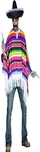 Poncho messicano multicolore con frange costume adulto