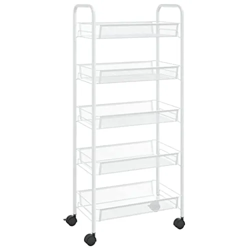 vidaXL Carrello Cucina 5 Livelli Bianco 46x26x105 cm Ferro