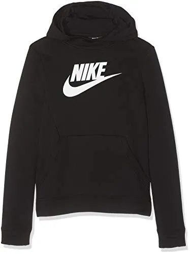 Nike Po Hoodie Club Fleece Hbr, Felpa Bambino, Black/(White), S