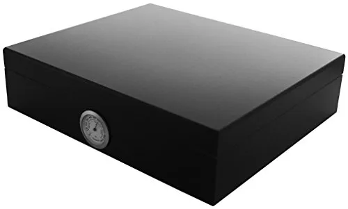 GERMANUS Sigari Humidor Movel con Igrometro e Umidificatore Manuale Nero