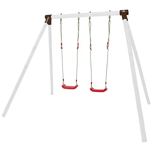 Ultrasport Set "Heidi", accessori per altalena doppia in legno tondo, 2 altalene singole per bambini, incl. accessori di montaggio, sedile Rosso, senza legno tondo,per bambini 3-12 anni