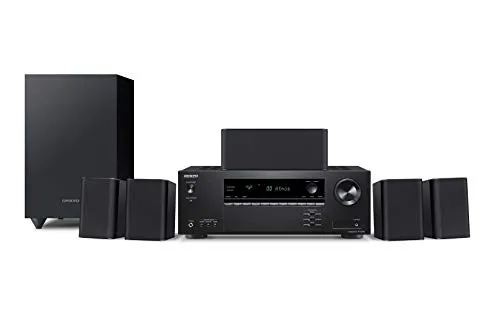 Onkyo HT-S3910(B) 5.1 sistema home cinema con ricevitore AV e altoparlante (155 W/canale, 4 K Ultra HD, Dolby Atmos, DTS:X-Playback, Bluetooth, Hi-Res Audio, Advanced Music Optimizer), Nero