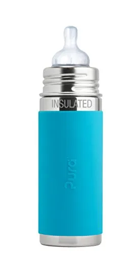 Pura isolato bottiglia in acciaio inox con silicone (NIPPEL plastica libero, Atossici, certificato, senza BPA), Aqua '