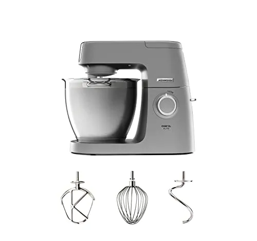 Kenwood KVL6300S Impastatrice Planetaria Chef Elite, Robot da Cucina Mixer, 1400 W, 6.7 Litri, Acciaio, Argento