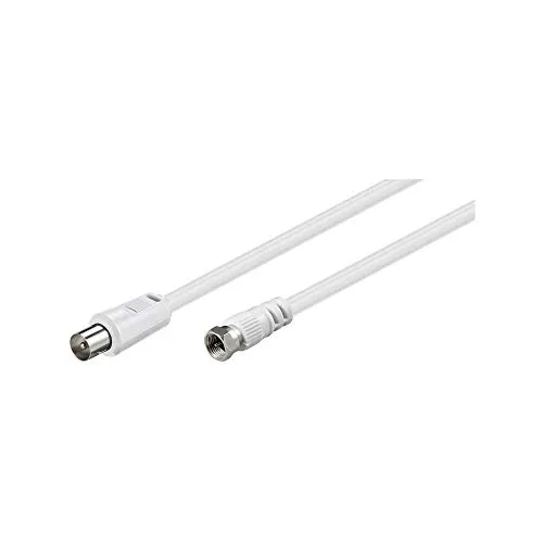 Goobay 11726 Cavetto Coax SAT/Antenna (<70 dB), Schermatura Doppia, Bianco, 1.5 m Lunghezza del Cavo