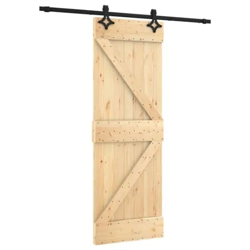 vidaXL Porta Scorrevole con Set Hardware 70x210 cm Legno Massello Pino