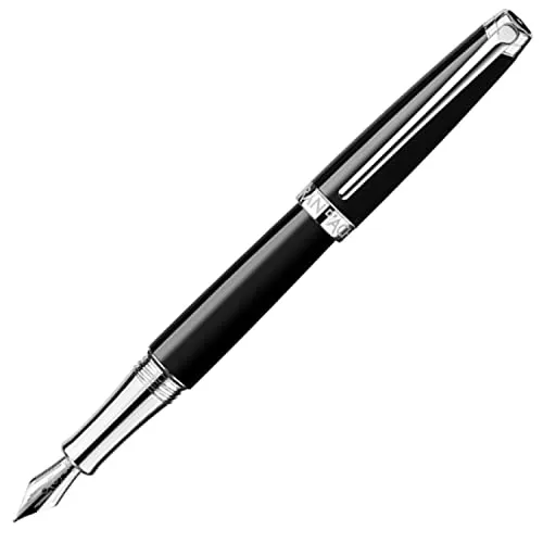 Penna stilografica Caran d'Ache - Leman, Ebano nero - rodiato, placcato argento, B