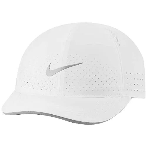 Nike Cappello da corsa Featherlight da donna Aerobill regolabile, bianco, Taglia unica