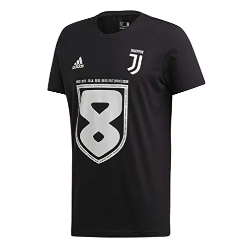 JUVENTUS 8 t-Shirt Bambino Campione d'Italia 37 Scudetto Adidas - 7/8 Anni, Nero