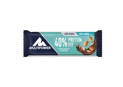 Multipower Barretta Proteica - Protein Fit 40% -con 14 g di Proteine - Fonte di fibre e a Basso contenuto di Zuccheri - Confezione 24 x 35 g - Gusto Cioccolata e Mandorle
