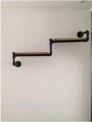 PinWei Home Ferro battuto mensola parete creativa impianto idraulico dell'annata mensola di legno,Doppio 90 * 36 * 25 cm