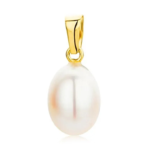 Orovi Pendente - Ciondolo con Perla Donna in Oro Giallo Perla di Fiume Bianca MM. 8.0 Oro 18 kt /750