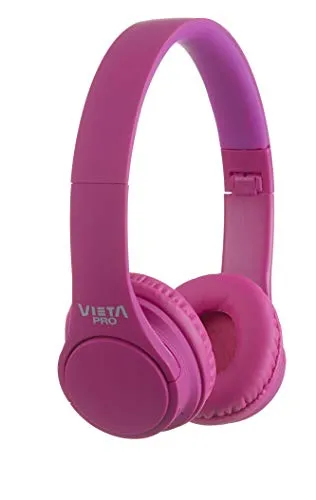Vieta Pro Wave – Cuffie senza fili (Bluetooth, radio FM, microfono integrato, ingresso AUX, lettore micro SD, pieghevoli, autonomia 12 ore), rosa