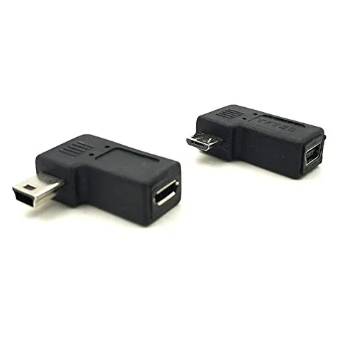 Duttek Micro USB a Mini USB Combo Adattatore, ad Angolo retto 90 Gradi 1 PC Mini USB Maschio a Micro USB Femmina Adattatore + 1 PC Mini USB Femmina a Micro USB Maschio Adattatore Convertitore