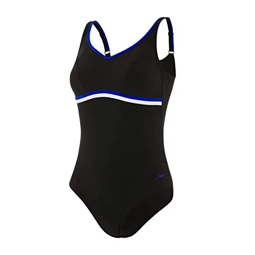 Speedo ContourLuxe 1 Piece Costume da Bagno, Donna, Multicolore (Black/Chroma Blue/White), 36 (IT 46)