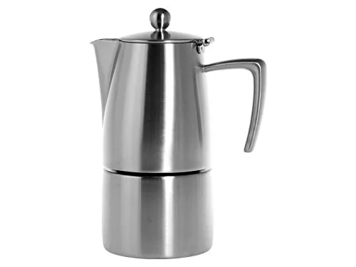 Ilsa Caffettiera slancio Satin Fondo induzione tazzine 4 Moka Guarnizioni, 4 Cups, Acciaio inossidabile, Argento